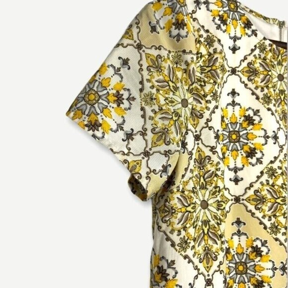 Lulus Yellow Dandy Lion Print Shift Dress Size Small Sheath Medallion Zipper‎ - Picture 8 of 11